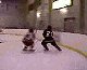 Hockey Check Breaks Glass